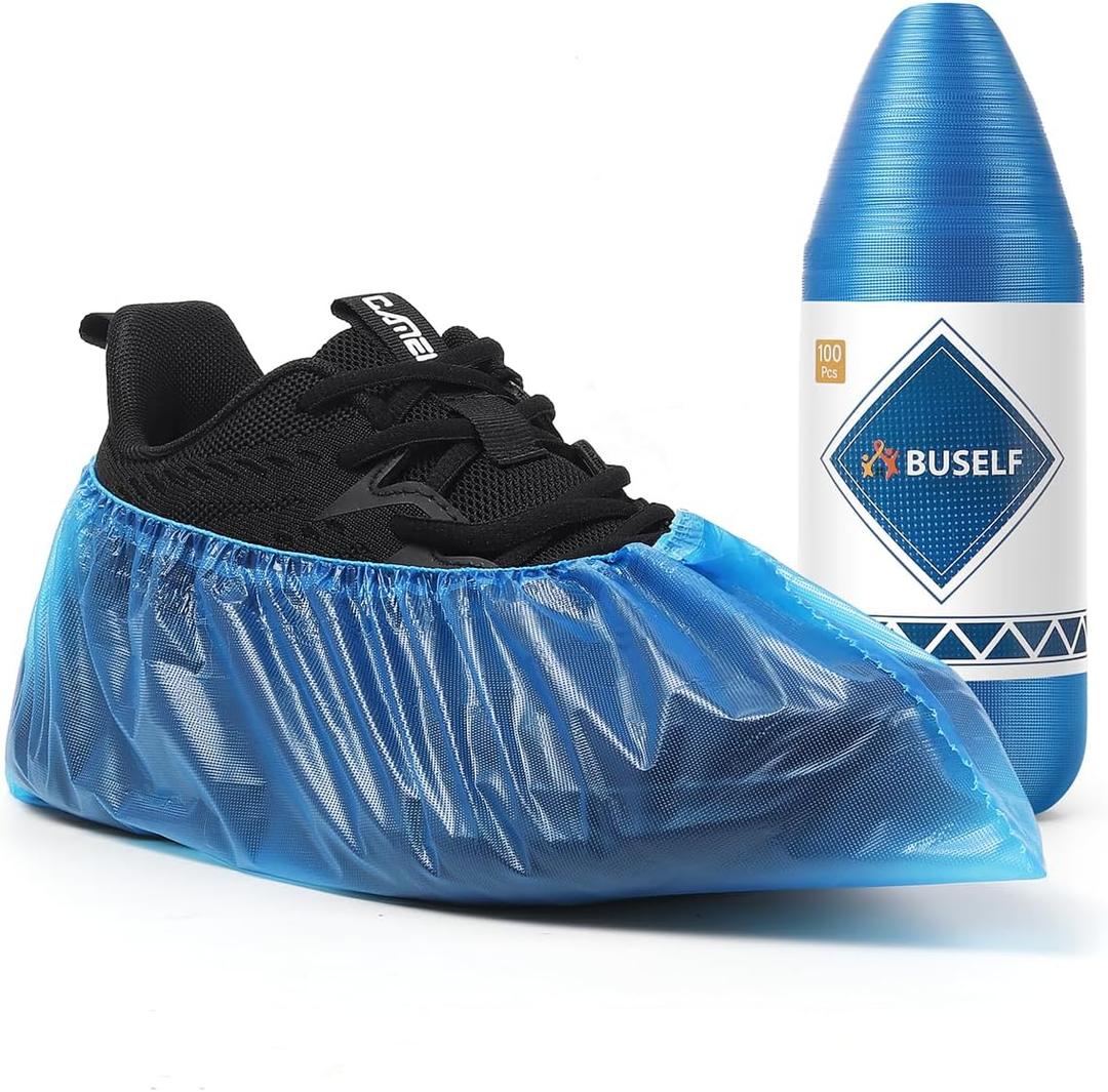 Disposable Shoe Covers, Non-Slip, Waterproof Booties  Compact Roll Design for Easy Storage, Fits Up to US Women 13 & Men 11, Perfect for Indoor Use, Real Estate Showings, Home Cleaning, etc (100 Pcs) (Blue)