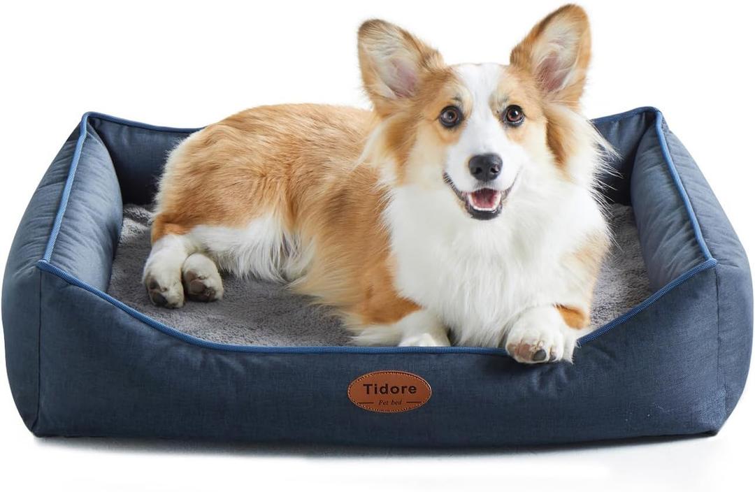 Orthopedic Dog Beds for Medium Dogs, Durable Egg Crate Foam Sofa Dog Bed wit Washable Removable Cover,Waterproof Lining,Pet Bed for Large Dogs (Navy Blue, 31.5" L x 25.2" W x 7" Th)