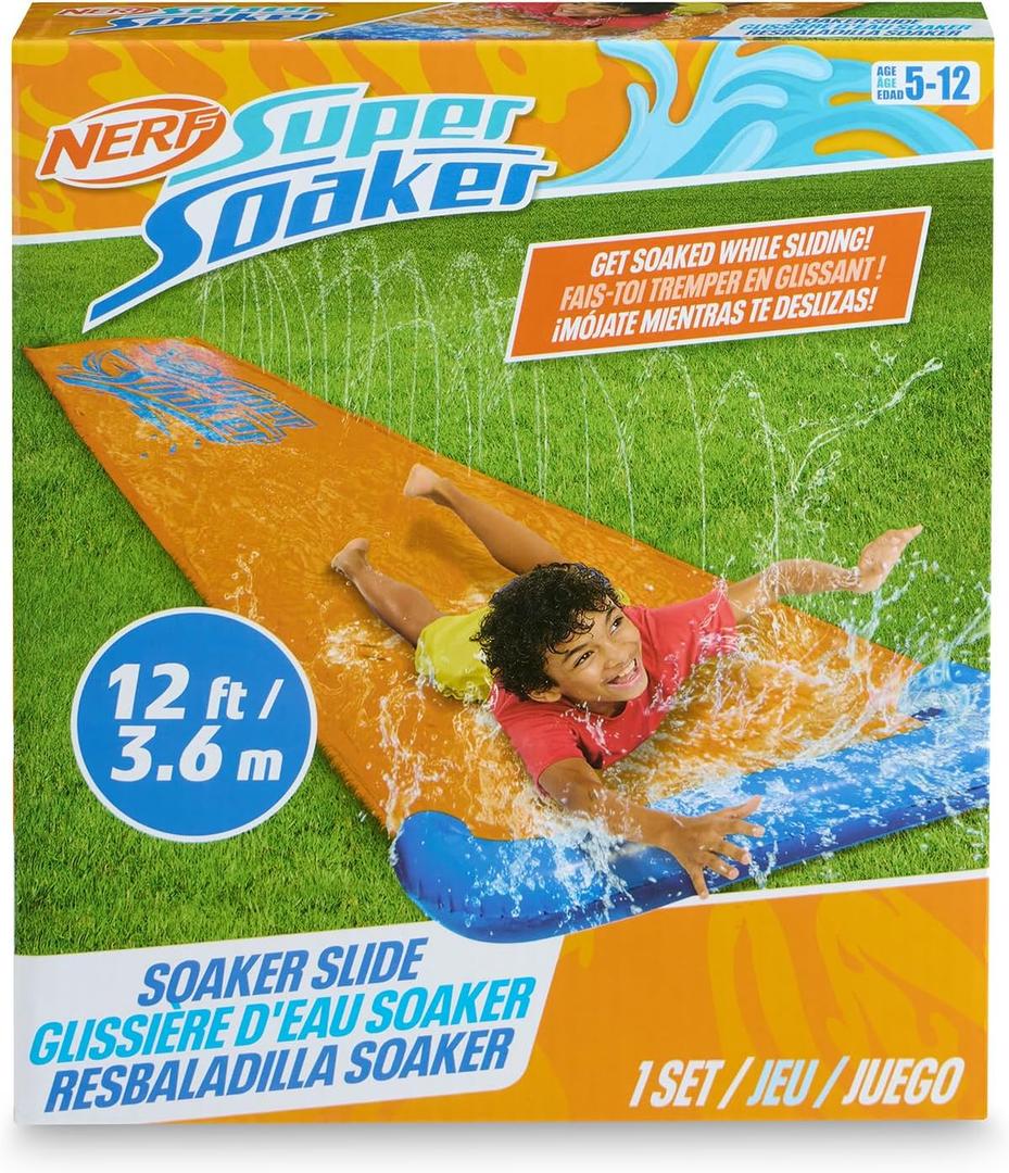 NERF Super Soaker Blast Water Slide  12 Ft Kids Water Slide for Outdoor Summer Fun