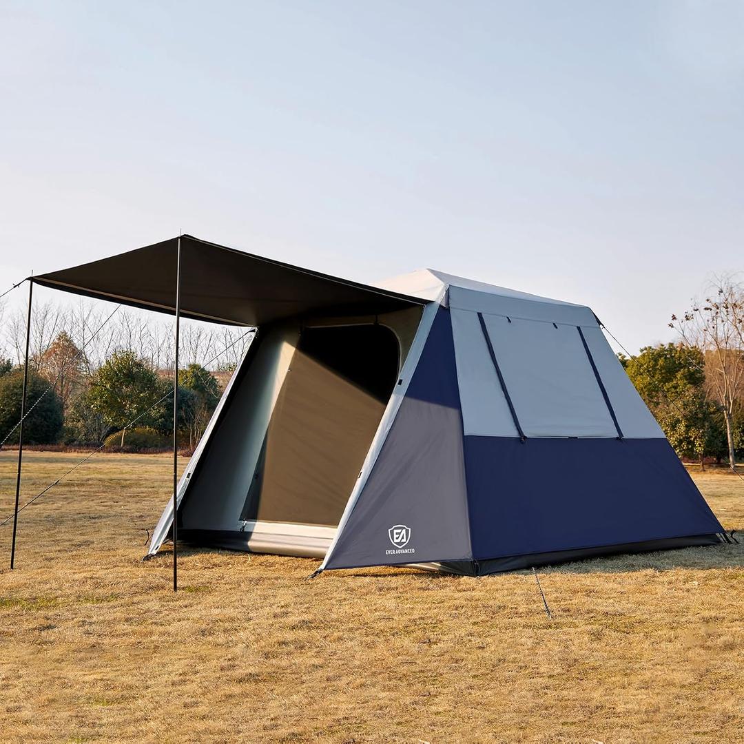 EVER ADVANCED Blackout 6 Person Camping Tent, Instant Cabin Tent for Family with Vestibule and Large Mesh Windows, 60s Easy Setup, Double Layer, Water-Resistant