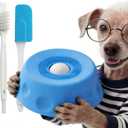 Slow Feeder Dog Bowl with Rolling Ball, Interactive Lick Bowl, Non-Slip, Spatula & Cleaning Brush Set, Anxiety Relief Toy (Blue)