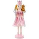 Joliyoou Christmas Nutcracker Figures, 12 Inch Wooden Nutcracker Pink Fairy Queen Holding A Snowflake Wand, Xmas Nutcracker Mantel Ornaments Tabletop Centerpieces Festival Shelves Decorations