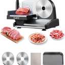 CUKO Meat Slicer,200W Electric Deli Meat Slicer, 2 Removable 7.5'' Stainless Steel Blades & Tray, 0-15mm Adjustable Thickness, Easy to Clean, for Meat, Cheese, Bread, Fruits and Vegetables