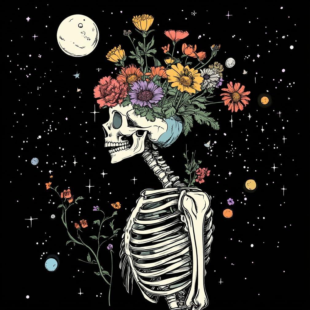 VividMeng Skull Diamond Art Kits for Adults,Moon Diamond Painting Kit for Adults,DIY Full Drill Diamond Painting Skull Gem Art and Crafts 13.78x13.78inch