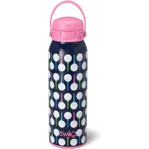 Swig Life 32oz EZ Fill Insulated Water Bottle, Leak Proof Reusable Water Bottle with Lid, Handle & Lock, Leak Proof Stainless Steel Bottles, 32 oz Tumbler (Tee It Up)