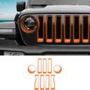 SQQP Grille Grill Insert+ Headlight Turn Light Cover Compatible with 20182023 Jeep Wrangler JL JLU Sport/Sport S Only, Not for Sahara, Rubicon 4xe(Orange)