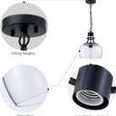 WUZUPS Chandelier Rustic Farmhouse Industrial Round Ceiling Pendant LED Light Fixture with Clear Glass Shades for Dining Room Kitchen Island Foyer Entryway, H 13" x W 10", E26 Base, Black