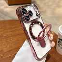 Magnetic Case for iPhone 17 Pro Max with Invisible Stand [Military Drop Protection][Compatible with MagSafe] Full Camera Protection Clear Soft TPU for iPhone 17 ProMax case 6.9" - Pink