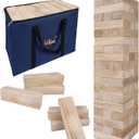 GOTHINK Giant Tumble Tower Game, Large Tumbling Tower Stacking to Over 5 FT 54pcs Wooden Jumbo Blocks for Outside Yard Games with Carry Case Timber Stacking Game Night Toy Gift for Kids Adults Family