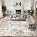 110"/70" Area Rugs Washable Large Neutral Modern Living Room Rug Abstract Soft Stain Resistant Indoor Non-Slip Accent Carpet for Bedroom Nursery Playroom Dining Room Office- Brown