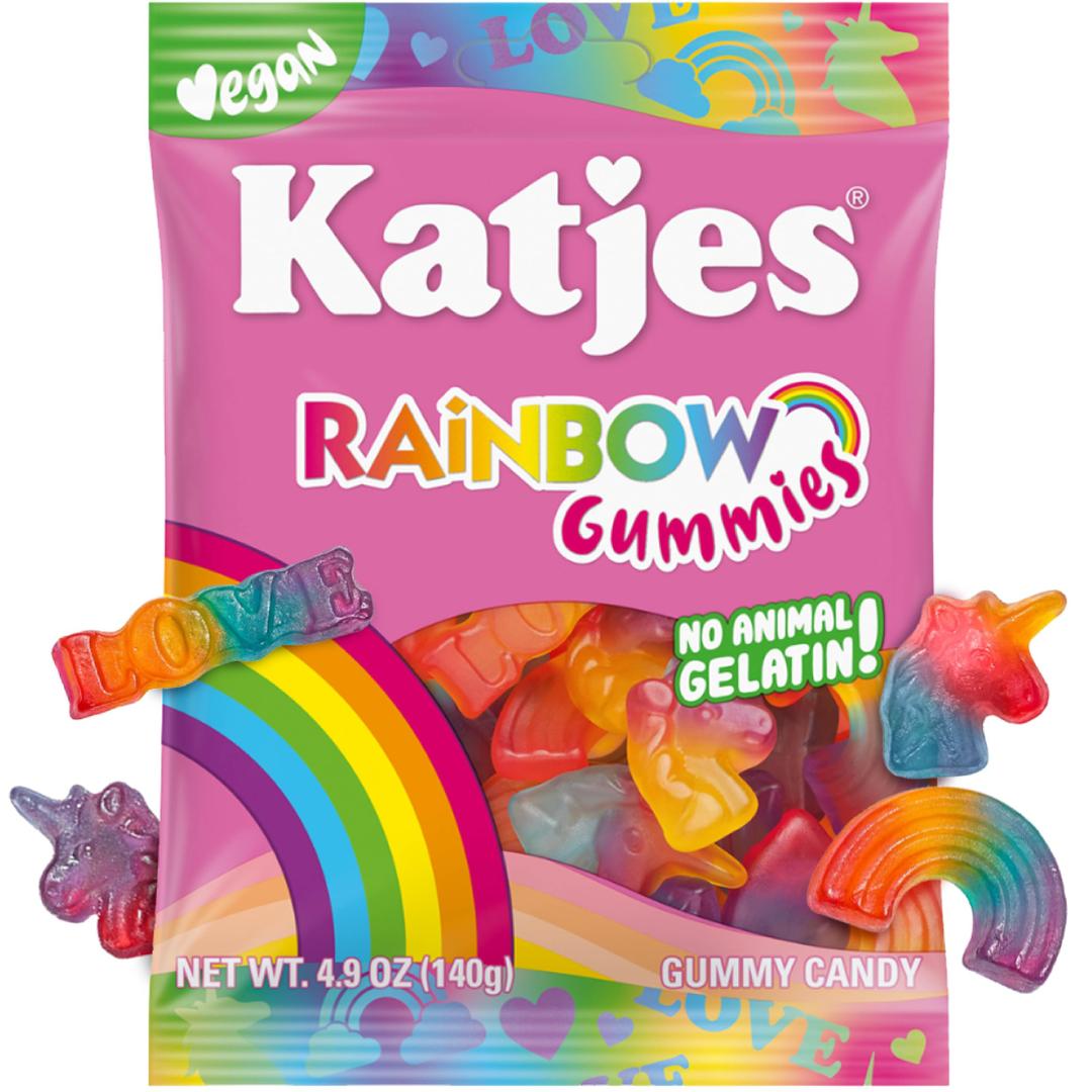 2 x Katjes Rainbow Vegan Gummy Candy, Flavorful, Sweet Unicorn Shapes, 4.9 oz, Best By 05/31/27