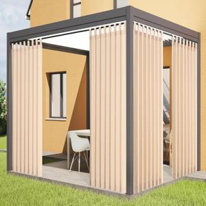 Outdoor Curtains for Patio Waterproof - Windproof Gazebo Curtains Outdoor Tab Top Curtain Panels,4 Panel, 52" W x 108" L, Beige