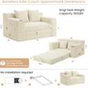Boneless Loveseat Sofa Bed, Tri-Folding Convertible Futon Sleeper with Handle & Side Pockets, 54'' Boneless Couch with Hook and Loop No Assembly for Small Space,Living Room & Bedroom