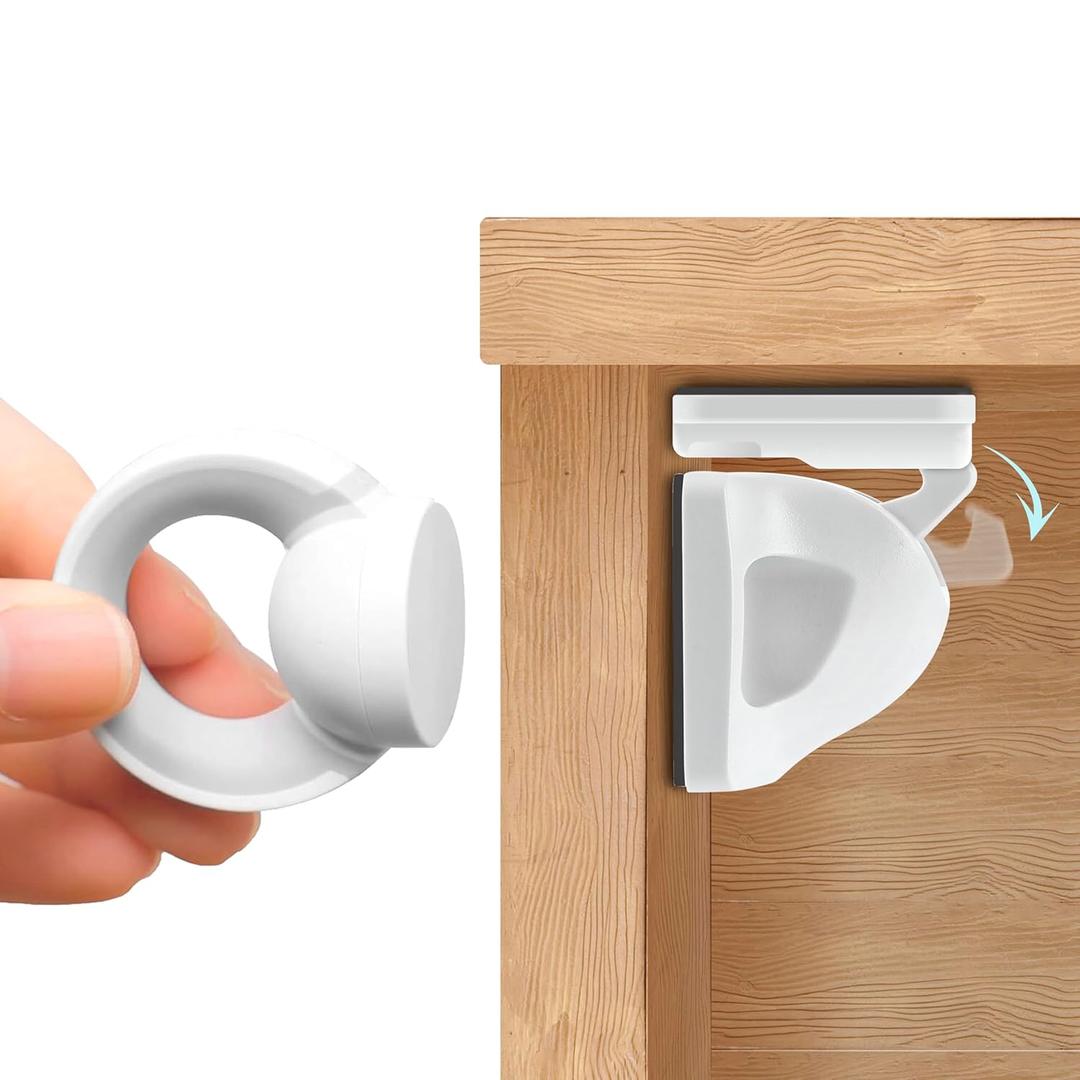 Booboo Baby Magnetic Child Safety Cupboard Locks for Children x10 Locks + x1 Key, Baby Proofing for Kitchen, Cabinets and Drawers, 30 Second Install No Drilling 3M Adhesive (10 Pack)