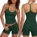 SUUKSESS Women Sexy Workout Sets Padded Sports Bra High Waisted Shorts Outfits (Small, 06 Dark Green)