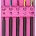 Susan Bates Silvalume Soft Ergonomic Crochet Hook Set Sizes G6/4mm to K10.5/6.5mm 7 PCS
