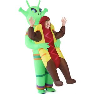 Inflatable Alien Costume Kids, Funny Halloween Costumes for Kids, Hot Dog Alien Halloween Costume for Halloween Fancy Party Cosplay, Children's Universal Size Green