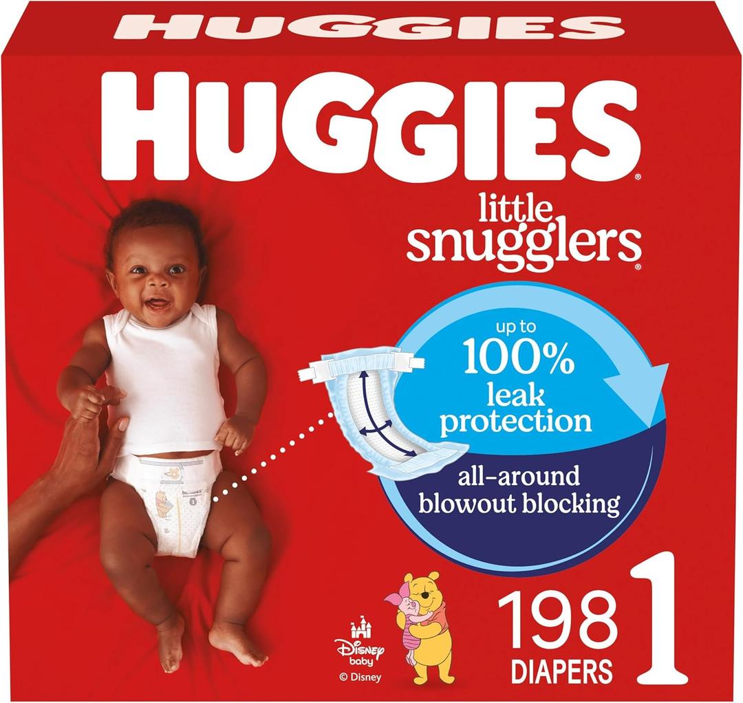 Huggies Size 1 Diapers, Little Snugglers Diapers, Size 1 (8-14 lbs), 198 Count (6 Packs of 33), 