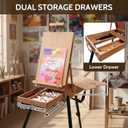 Falling in Art Light Weight French Style Field and Sketchebox Easel with Aluminum Tripod, Adjustable Beechwood Tripod Standing Easel with Drawer, Palette