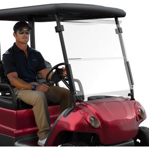 Golf Cart Windshield for Club Car Precedent 2004-Up,Foldable Windshield Replacement Clear Acrylic panel material firmly match Club Car Precedent.