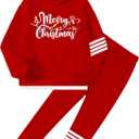NECIOUS Girls Fall Outfits 2 Piece Fashion Contrast Stripes Hoodie Sweatshirt and Leggings Clothing Sets (13-14 Years, Red)