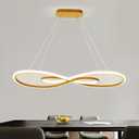 Likelgn Modern Linear Chandelier Pendant Light for Kitchen Island & Dining Room, 39" Dimmable LED Ceiling Fixture with Remote, 3000K-6500K Adjustable​ (Infinite, Gold)