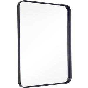 Wall Mirror for Bathroom, 40x30 Inch Black Bathroom Mirror, Rectangular Wall Mounted Decorative Mirror, Rounded Corner, Aluminum Alloy Frame,Home Decor, Hangs Horizontal or Vertical