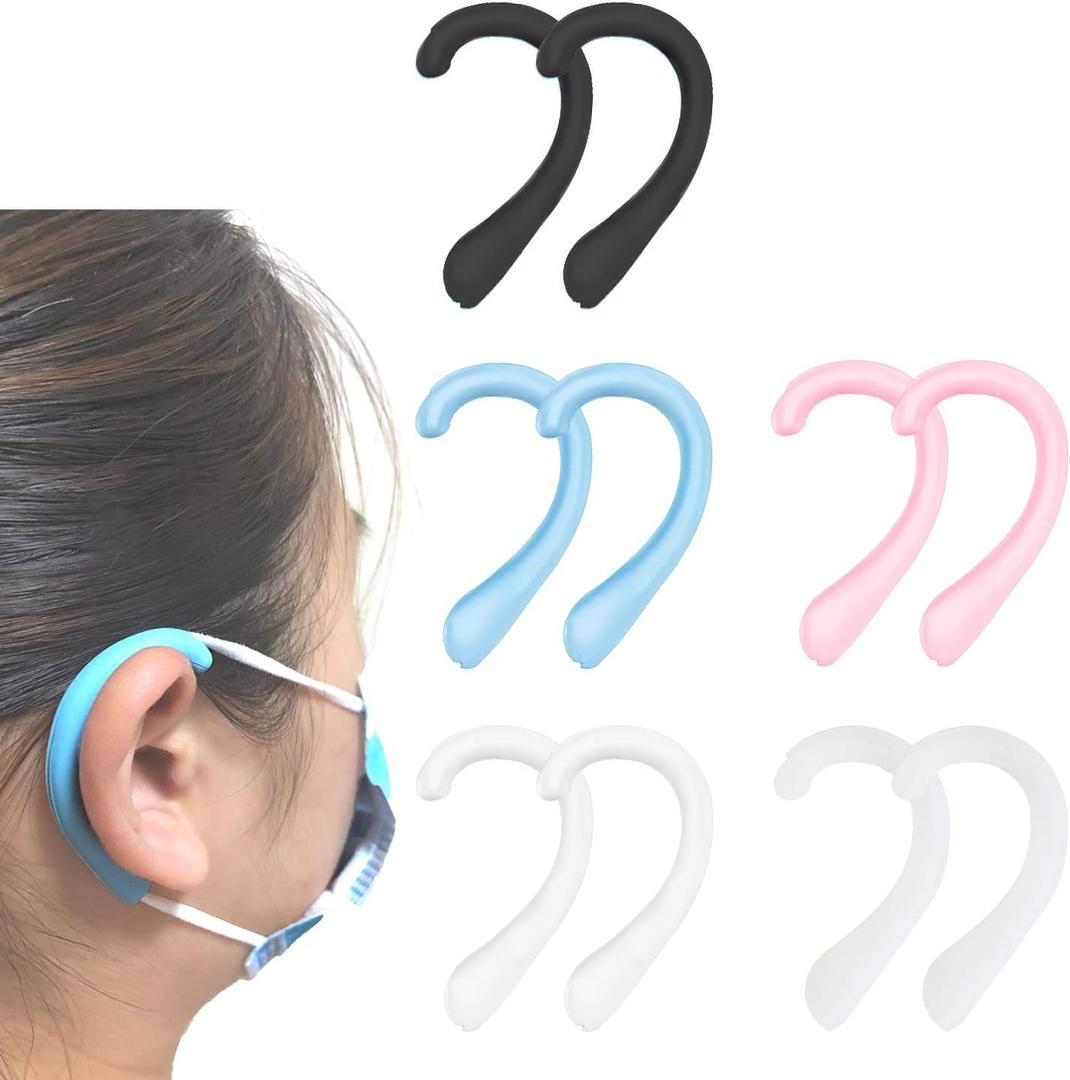 OKAICEN Soft Silicone Earloop Ear Protector Relieve Ear Discomfort Anti-Slip Silicone Earmuffs(Multiple Colour, 5 Pairs)