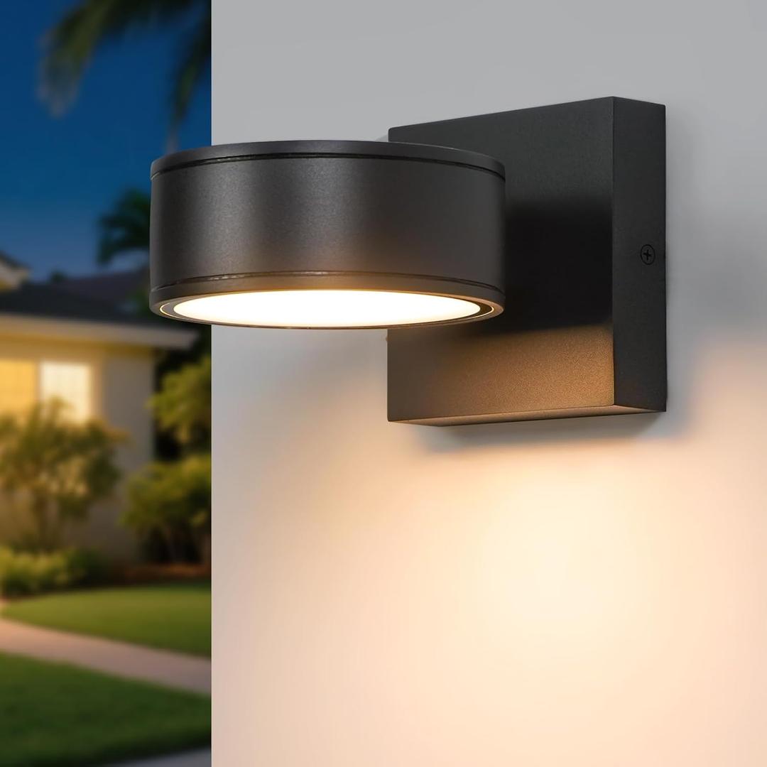 Fire Wolf Aluminum LED Outdoor Wall Light, Modern Black 3000K Outdoor Wall Sconce, Waterproof Front Door Down Light Wall Mount, Exterior Lighting Fixtures for Entrance, Hallway, Garden, Porch, Patio