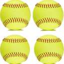 Yellow Sports Fastpitch Softballs, 11" Practice Softball Balls, Unmarked & Leather Covered Training Ball for Games, Practice and Training