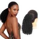 Drawstring Short Deep Curly Ponytail Extension for Women 10 Inch Hair Pony Tails Hairpieces, Easy No Glue Install, Comfortable Secure Fit, Soft Tangle-Free Synthetic Hair, All-Day Comfort