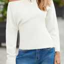 Saodimallsu Womens Off One Shoulder Sweaters Long Sleeve 2025 Casual Fall Pullover Knit Tops (White, XL)