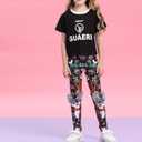 Girls' Tight Pants Black Leggings for Girls Soft Comfortable Printed Leggings Fun Kids Ankle Length Pants for Kids