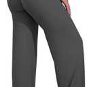 VOYJOY Straight Leggings Bottoms Wide Leg Pants for Women 29"/ 31.5"/33"/35" High Waist Stretch Casual Sweatpants (X-Small, Dark Gray)