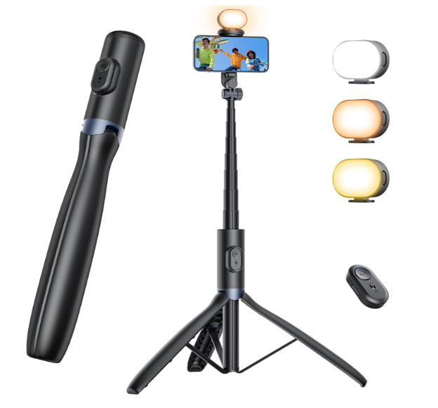 Tripod Stand with Light, NT99 67.7" Tripod with 1/4" Screw for Cell Phone＆Camera Video Recording Fliming Travel Tripod Stand Compatible with Smartphone Camera Gopro
