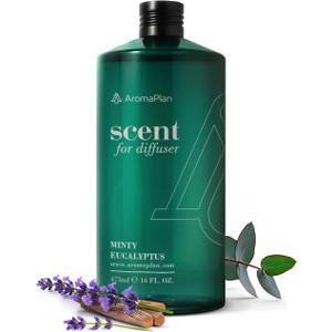 AromaPlan Hotel Scents Minty Eucalyptus 16 Fl Oz (473ml), Home Luxury Aroma & Hotel Diffuser Oil- Hotel Diffuser Oil for Aromatherapy- USA Made, Bigger Bottle, Bolder Aroma & Longer Lasting