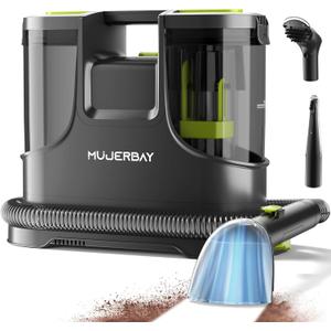 Carpet Cleaner, MUJERBAY Portable Spot and Stain Cleaner, Easy Move with Handle, Deep Cleaning Machine for Couch, Stairs, Car and Pet Messes. Green
