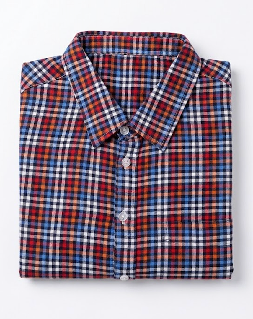 Mens Gingham Button Down Shirt Long Sleeve Dress Shirts Business Casual Shirts with Pockets (Large, Red/Blue)