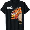 Moo Funny Turkey Thanksgiving T-Shirt, M