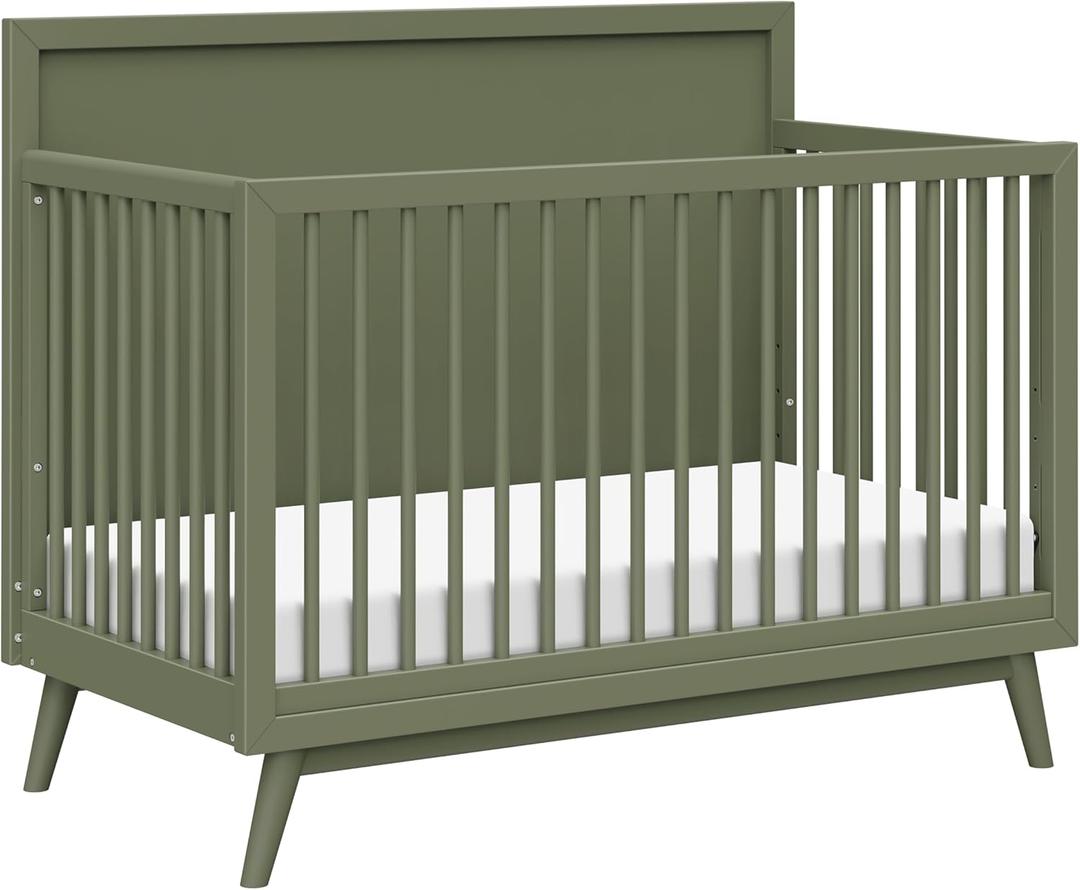 Babyletto Palma 4-in-1 Convertible Crib - GREENGUARD Gold Certified - Wooden Baby Crib Convertible to Toddler Bed, Daybed & Full-Size Baby Bed - 4 Adjustable Heights - Easy to Assemble - Olive Green