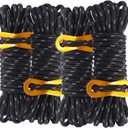 A Black rope Outdoor Guy Lines Tent Cords, AOPANDA with Aluminum Alloy Buckle for camping rope, Suitable for Camping, Outdoor Sports(4mm,13ft,4pack)