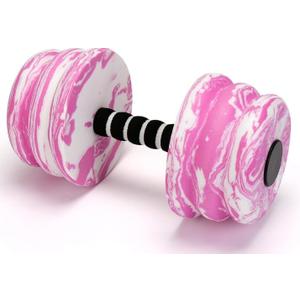 Aquatic Exercise Dumbbells Pink White Water Dumbbells, 2PCS Foam Barbells for Men Women Water Workouts