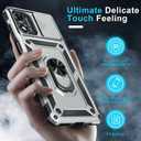 2 x Janmitta Compatible with Moto G Play 2024 Case Built in Slide Camera Lens Cover+Screen Protector+Ring Holder,Heavy Duty Shockproof Full Body Protective Phone Cover,Silver