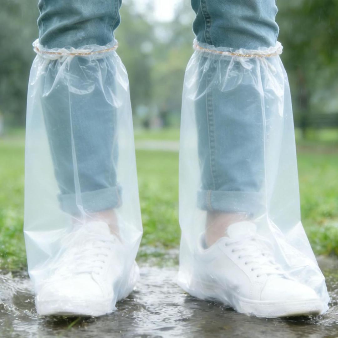 20Pcs(10 pairs) Thickened Waterproof Shoe Covers for Rain, Clear Rain Shoe Covers, One Size Fits Most, 10P L Adults