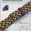 Mens Braided Elastic Stretch Golf Belt  Big and Tall Men Woven Belt, 1.38" Leather-Tipped Adjustable Fit (Waist 44"-50" Stretch, Cobra)