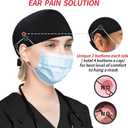 ABAMERICA Working Caps with Button and Sweatband, Adjustable Working Hats for Women Men, One Size(Tie Back or Toggle) (Black)