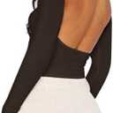ForeFair Women Sexy Backless Short Sleeve Slim Fit Crewneck Summer Casual Y2K Crop Tee L