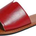 Women's Slip-On Flat Sandals, Dressy & Casual Round-Toe Slides for Beach, Travel & Everyday, Size 38
