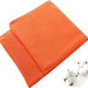 TREELY Soft Knit Throw Blanket for Couch Sofa or Bed Throw Size,100% Cotton Warm Cozy Decorative Knitted Throws Blanket for All Seasons (50"x60", Orange)