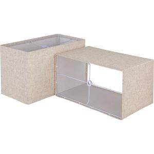 Square Lampshades Set of 2, Linen Lampshades L12.6"x W6.7" x H8.07" High, Easy Assembly Replacement Fabric Shades for Table Lamps Floor Lamps, Beige Color, Spider Fitter